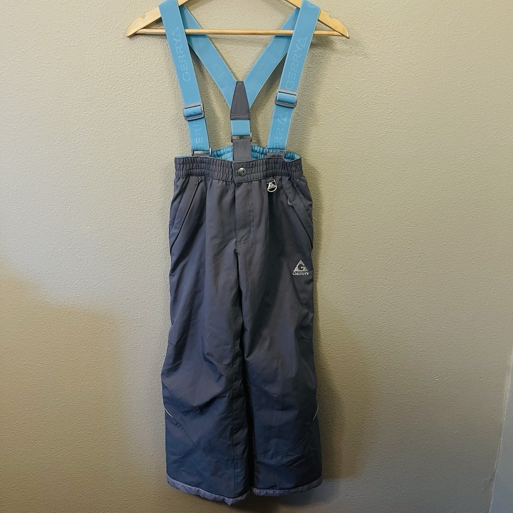 Gerry Suspender Snow Ski Pants Snowboard Gray Aqua Kids Size 7‎